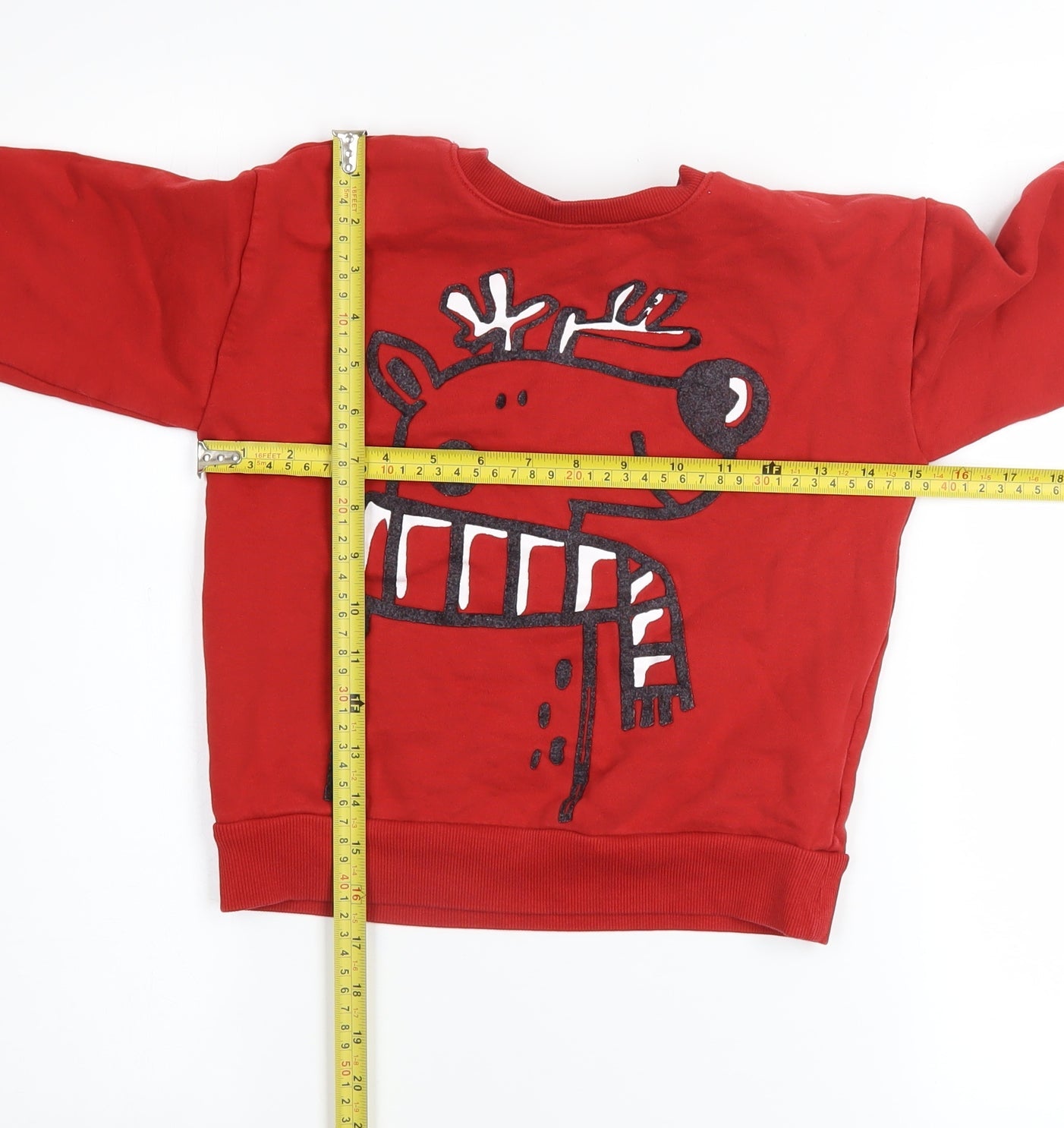 Next Boys Red Reindeer Christmas Sweatshirt 5-6 Years Pullover Fleece
