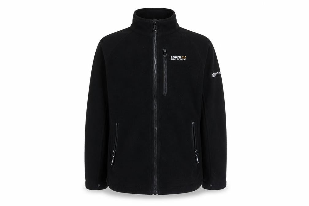 Front view of Regatta boys’ black fleece full zip sweatshirt 11-12 years outdoor jacket