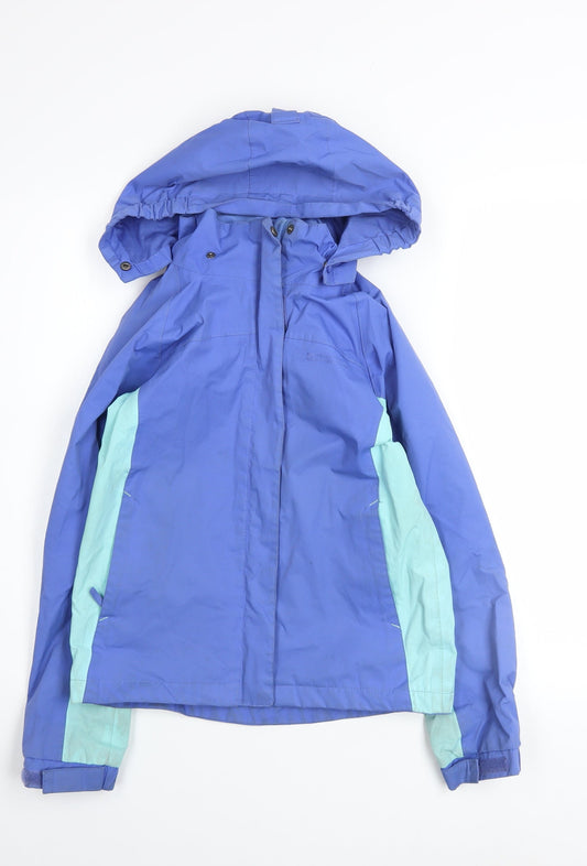 Mountain Warehouse Girls Blue Waterproof Hooded Rain Coat Jacket 9-10 Years