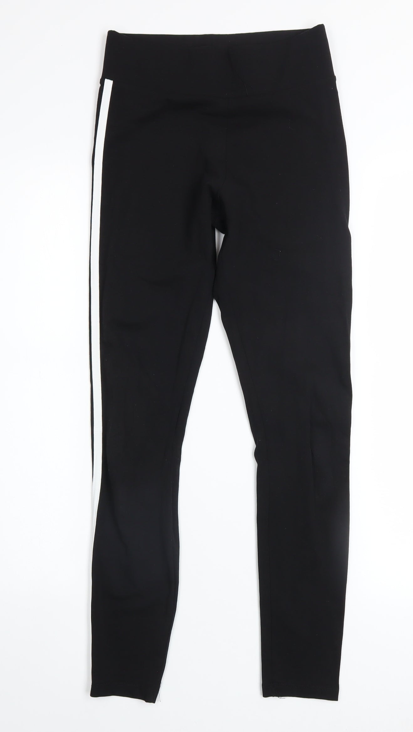 New Look Womens Black Size 6 Ankle Leggings with White Side Stripe