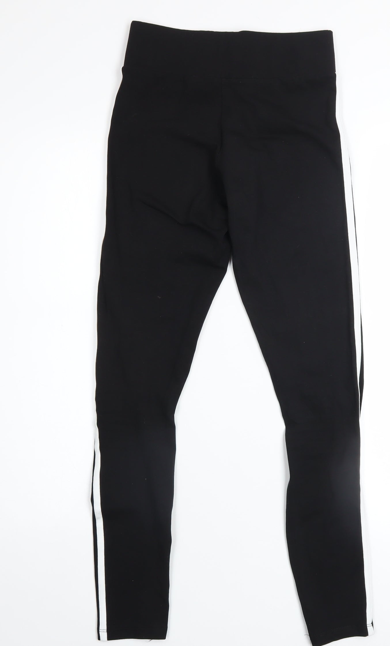 New Look Womens Black Size 6 Ankle Leggings with White Side Stripe