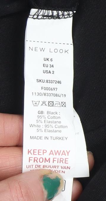 New Look Womens Black Size 6 Ankle Leggings with White Side Stripe