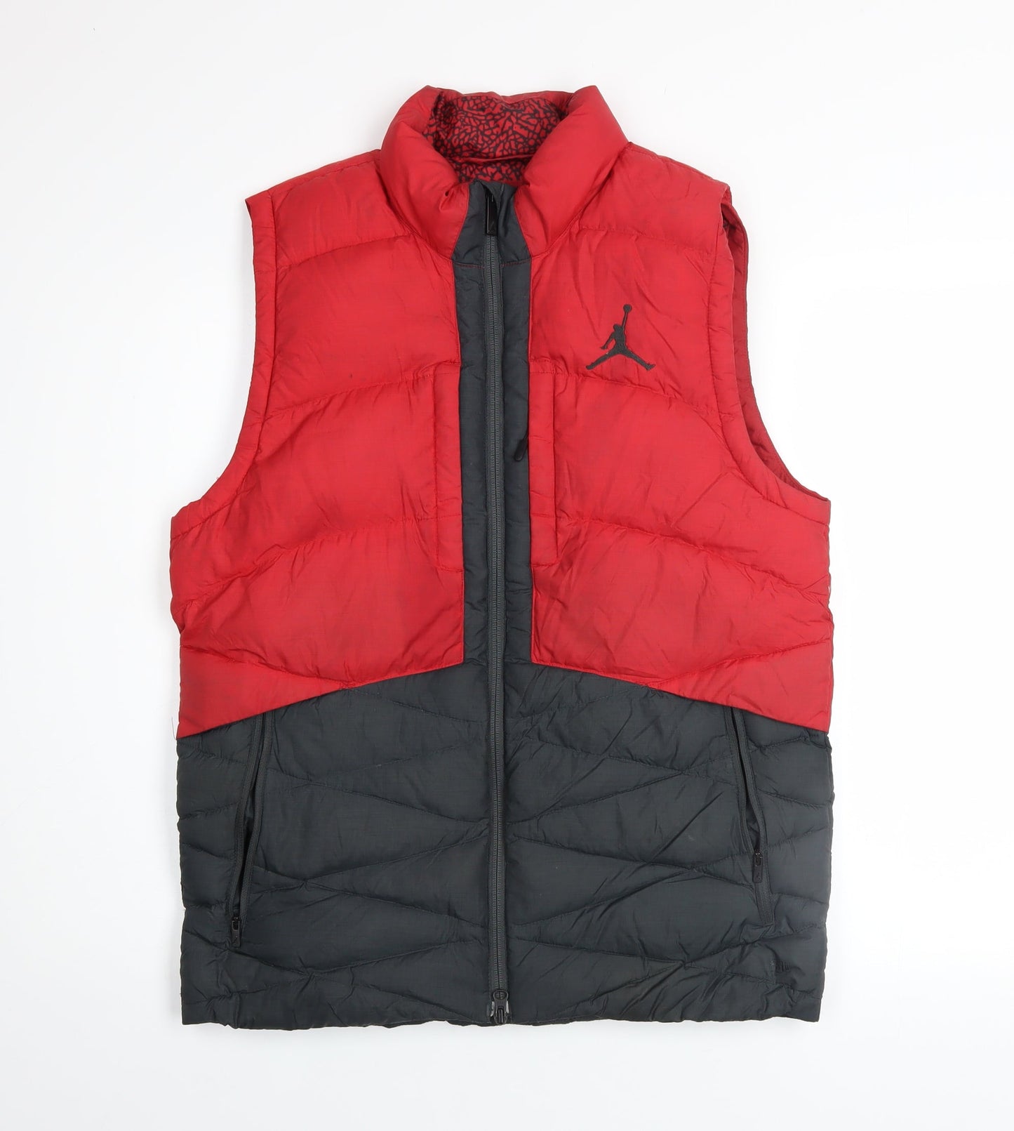 Nike Jordan Men's Red Black Puffer Down Waistcoat Vest Size S
