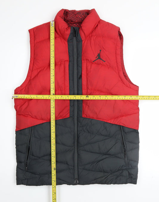 Nike Jordan Men's Red Black Puffer Down Waistcoat Vest Size S