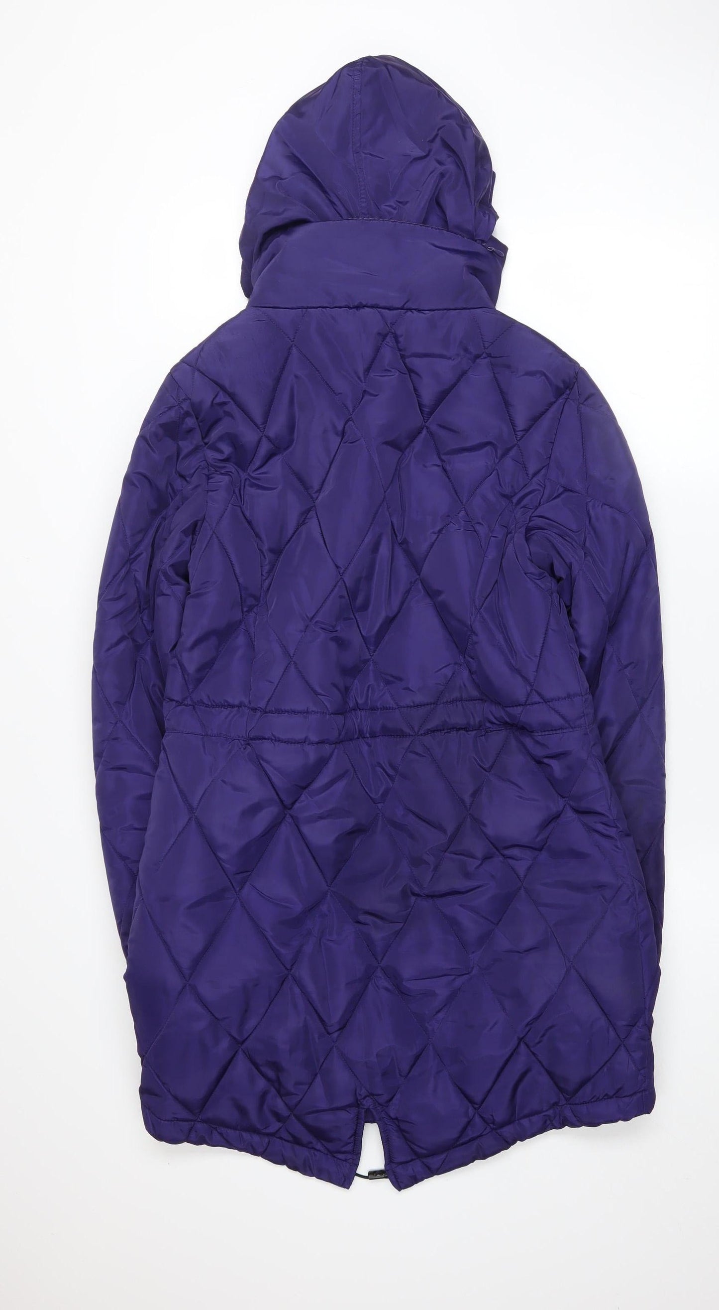 Marks and Spencer Womens Purple Puffer Jacket Size 8 Hooded Quilted Coat