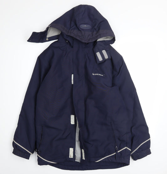 Le Coq Sportif Boys Blue Hooded Puffer Jacket 16 Years Winter Waterproof
