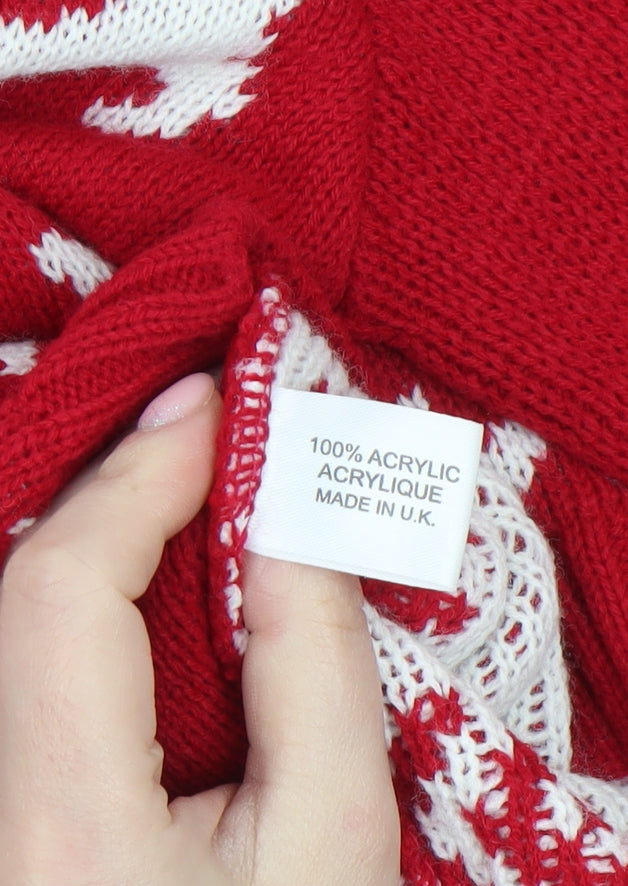 Angel Avenue Women's Red Christmas Jumper S/M Acrylic Knit