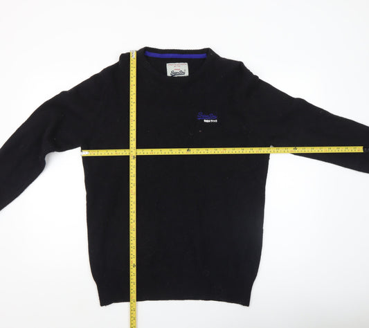 Superdry Men's Black XL Lambswool Blend Crew Neck Jumper