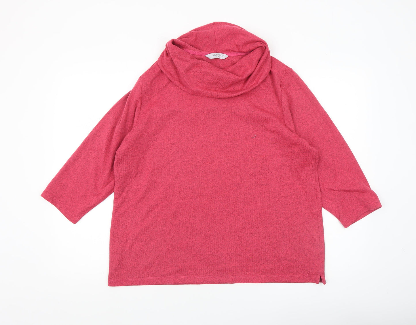 Penny Plain Women's Pink Cowl Neck 3/4 Sleeve Pullover Jumper Size 18/20