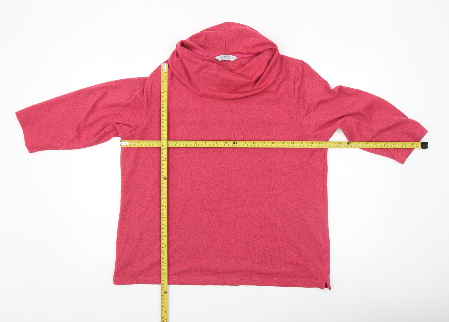 Penny Plain Women's Pink Cowl Neck 3/4 Sleeve Pullover Jumper Size 18/20