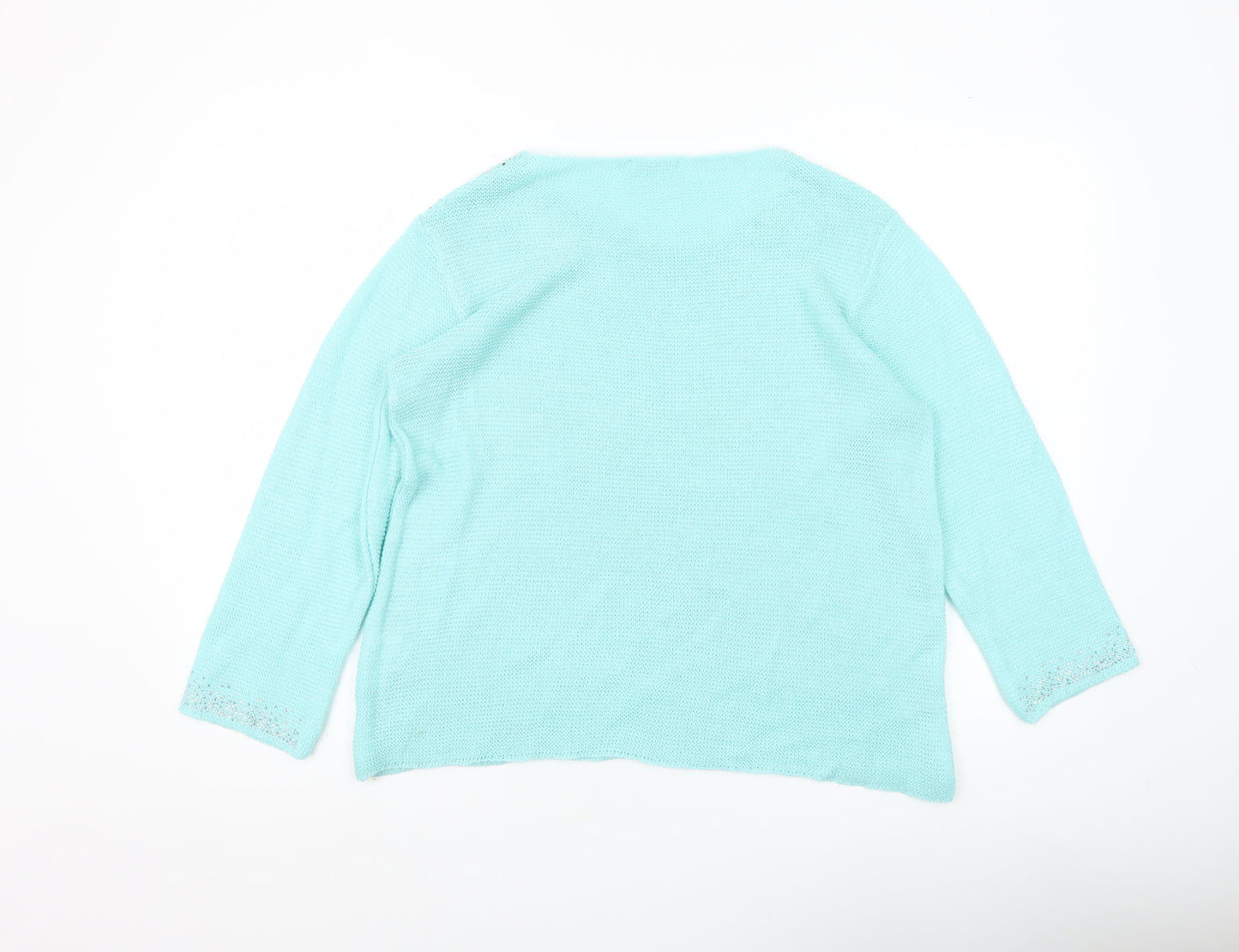 Gerard Women's Blue Beaded Knit Pullover Jumper XL