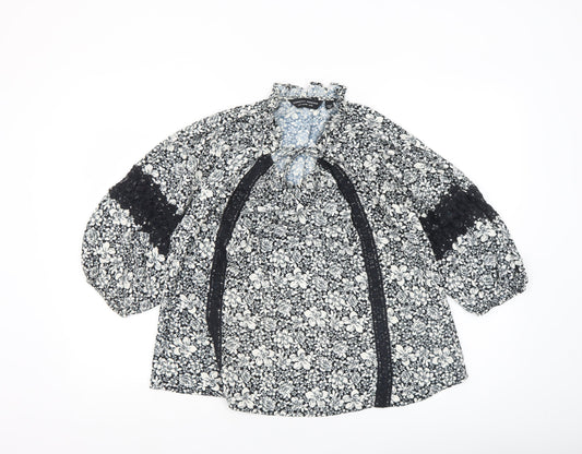 Dorothy Perkins Women's Floral Black Tunic Blouse UK12