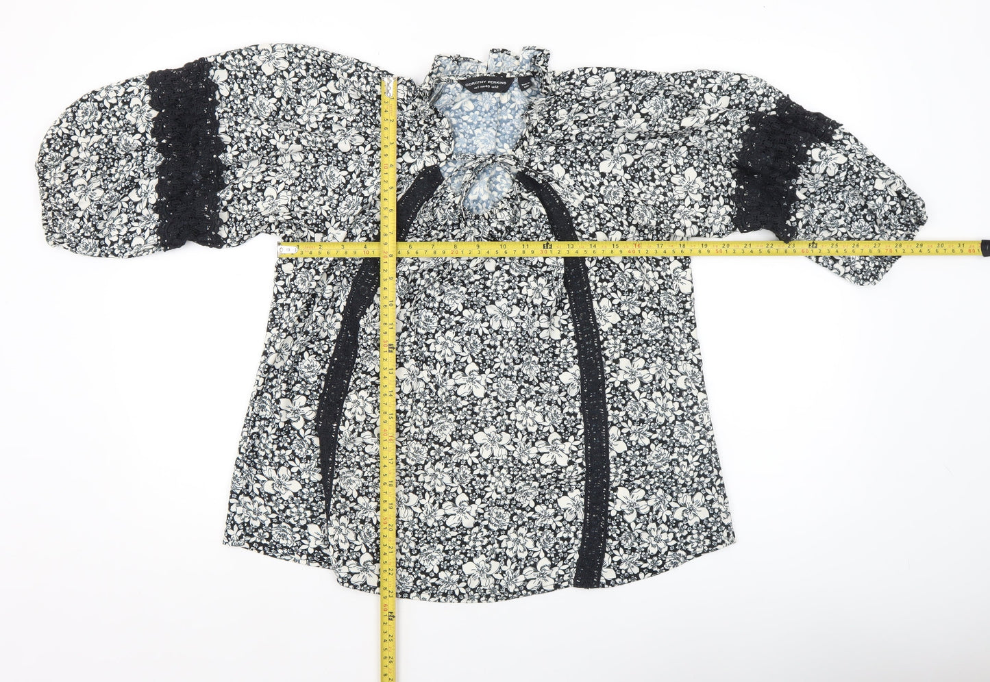 Dorothy Perkins Women's Floral Black Tunic Blouse UK12