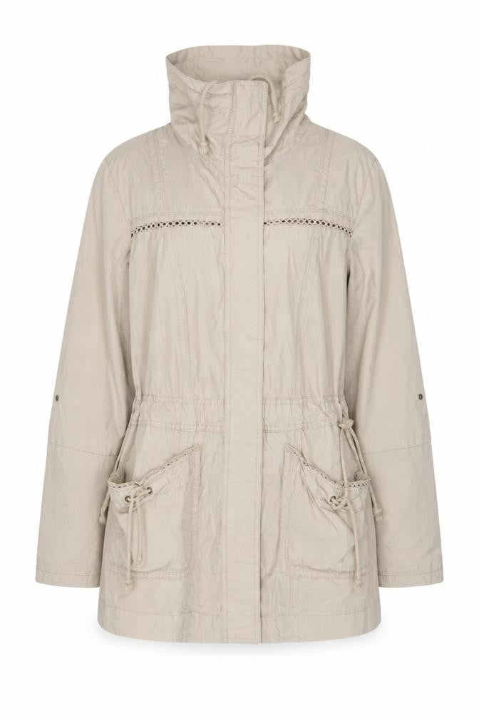 George Women Beige Cotton Anorak Jacket Size 12 Mid-Length