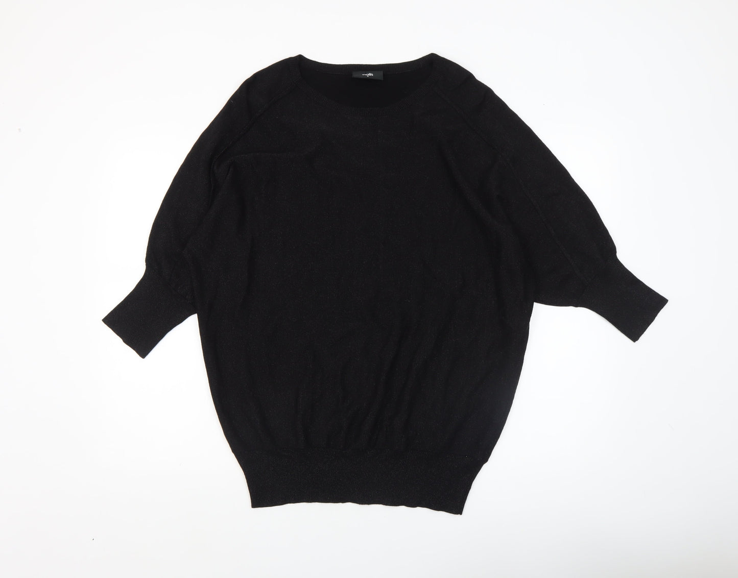 Wallis Women’s Black Relaxed Fit Knit Jumper Size 14 Dolman Sleeve