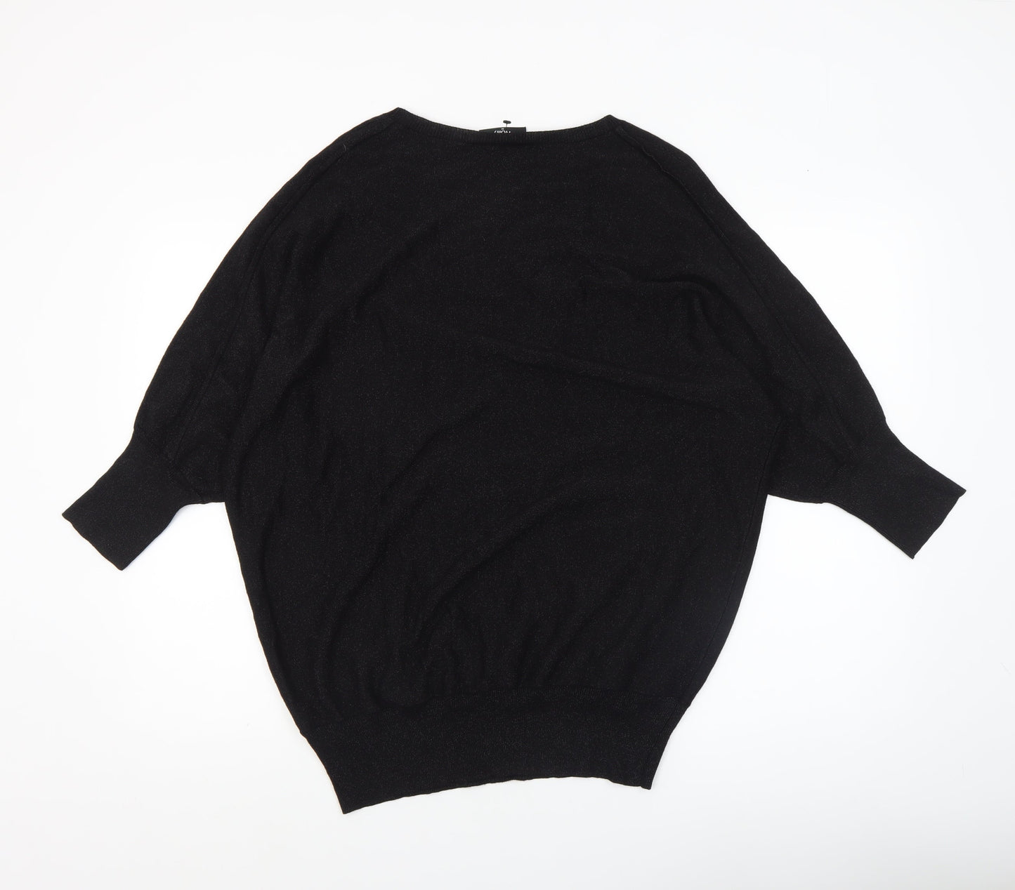 Wallis Women’s Black Relaxed Fit Knit Jumper Size 14 Dolman Sleeve