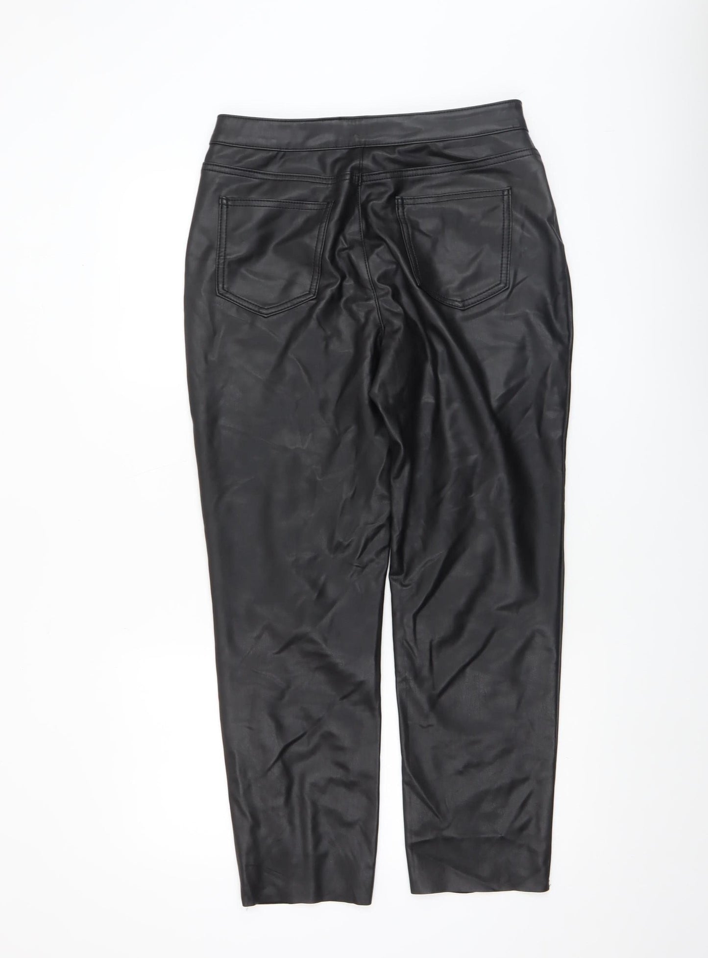 Vero Moda Women’s Black Faux Leather Straight Trousers Size 14