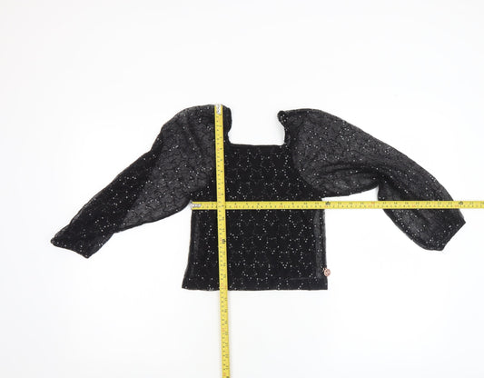 Angel & Rocket Girls Black Sequin Mesh Cropped Blouse 7 Years Partywear