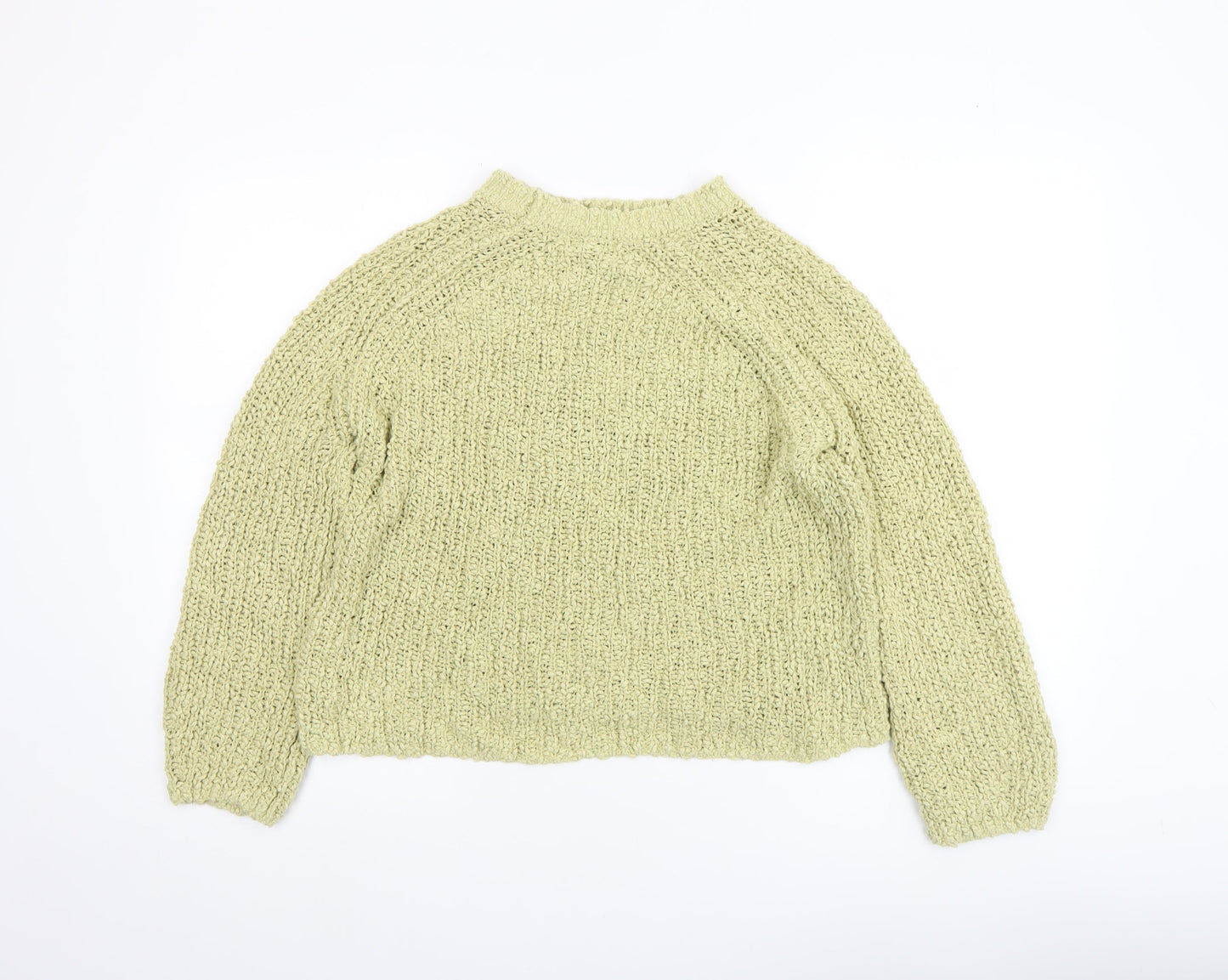 Gallery Womens Green Chunky Knit Cotton Pullover Jumper Size L