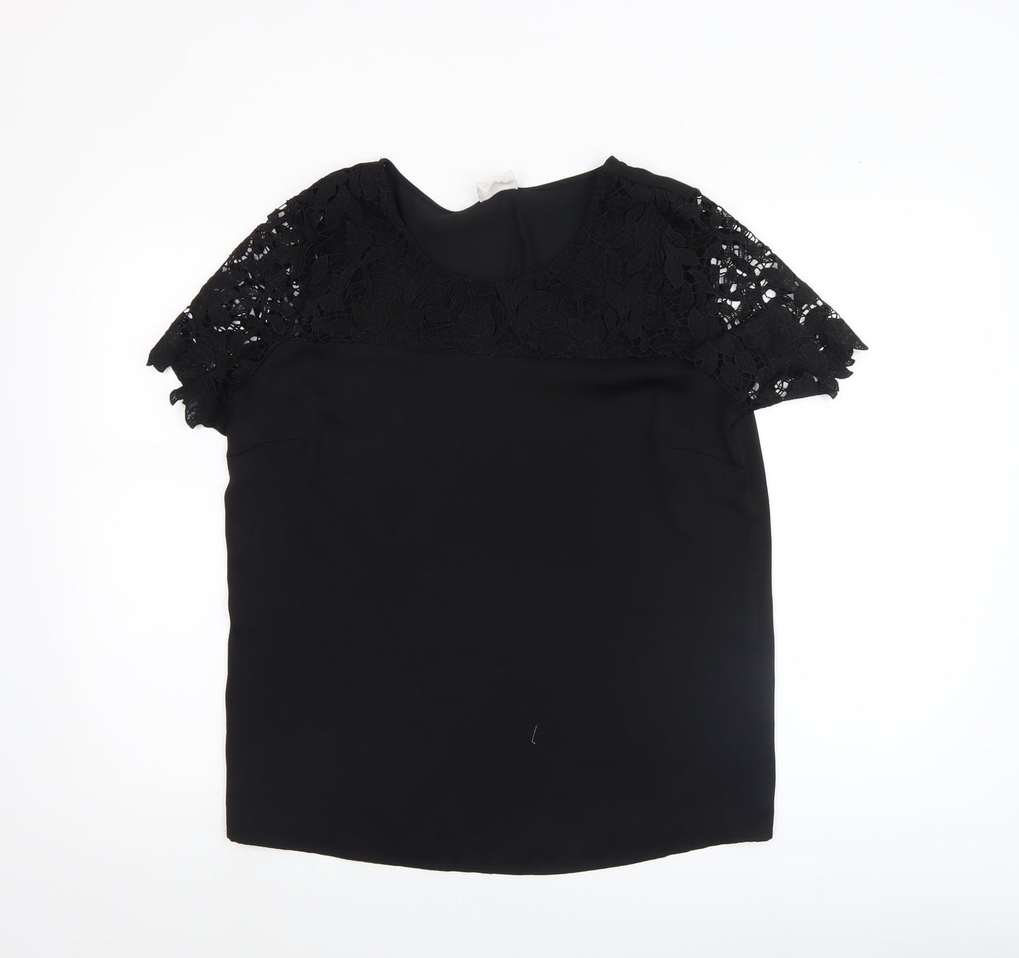 Vila Women’s Black Lace Short Sleeve Blouse M