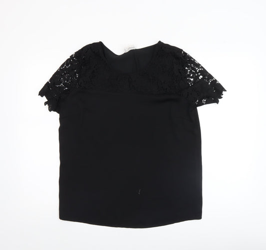 Vila Women’s Black Lace Short Sleeve Blouse M