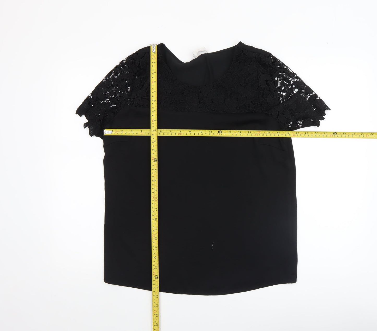 Vila Women’s Black Lace Short Sleeve Blouse M