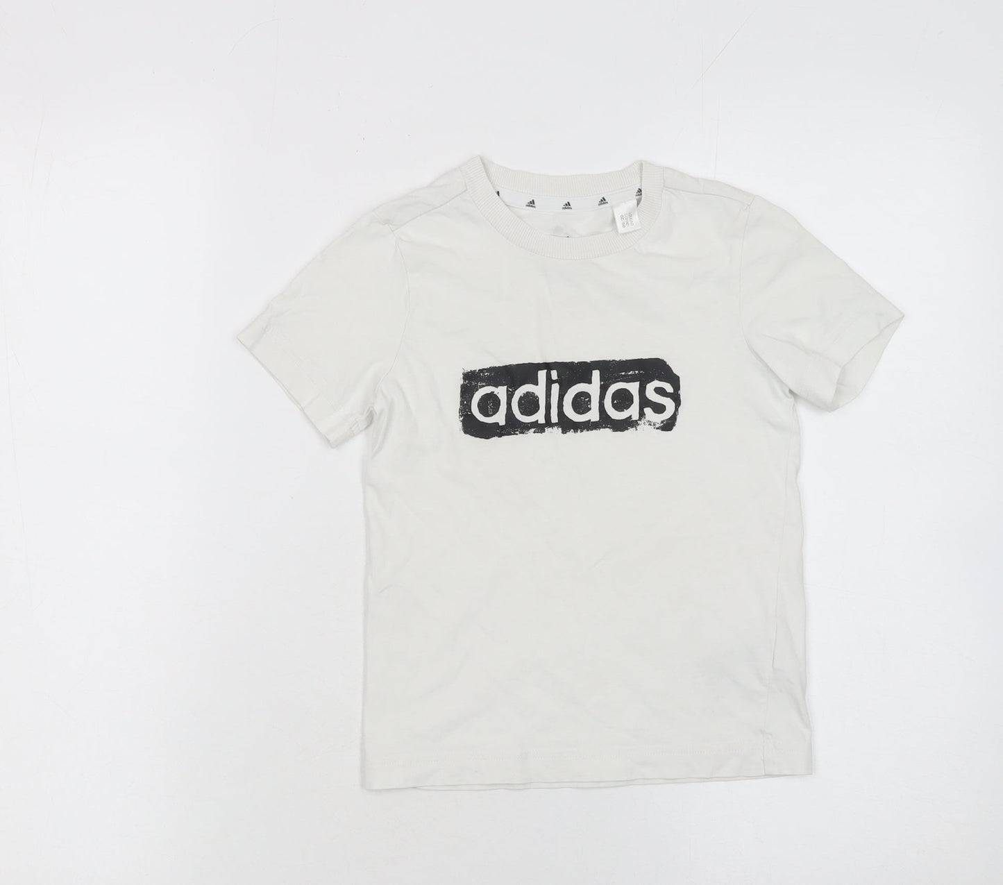 Adidas Boys White Logo Cotton Short Sleeve T-Shirt 5-6 Years