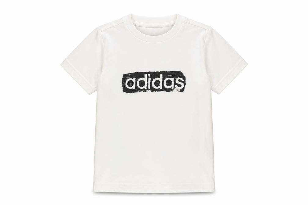 Adidas Boys White Logo Cotton Short Sleeve T-Shirt 5-6 Years