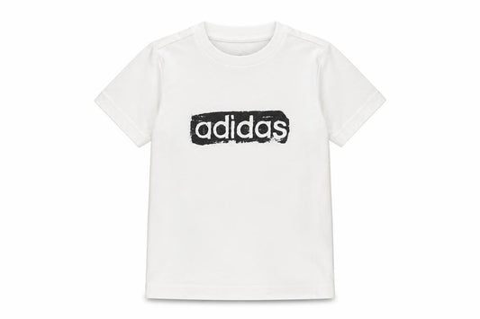 Adidas Boys White Logo Cotton Short Sleeve T-Shirt 5-6 Years