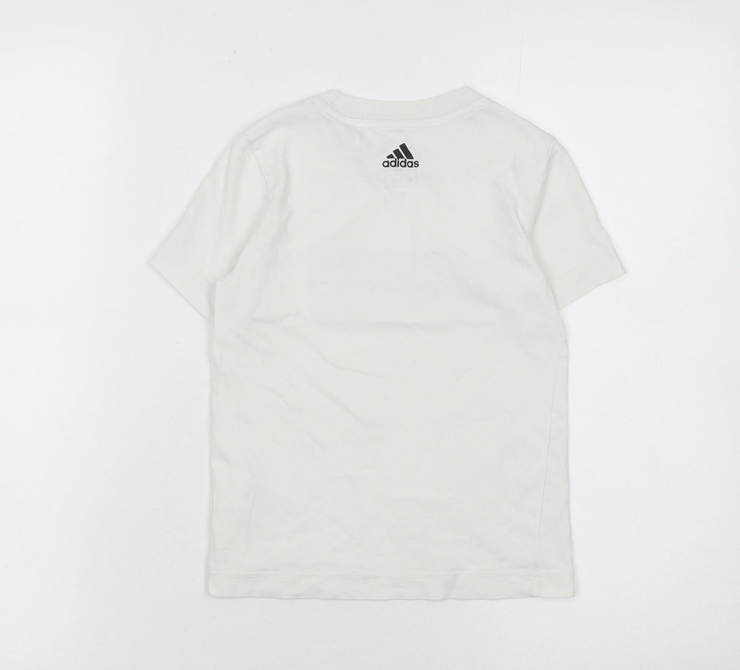 Adidas Boys White Logo Cotton Short Sleeve T-Shirt 5-6 Years