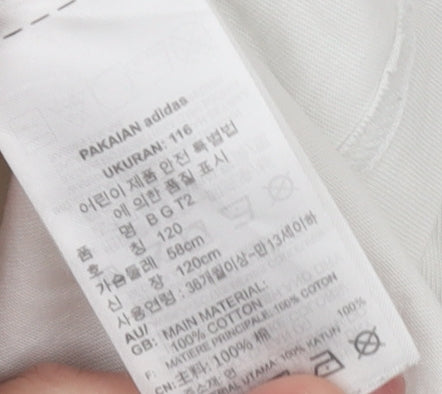 Adidas Boys White Logo Cotton Short Sleeve T-Shirt 5-6 Years