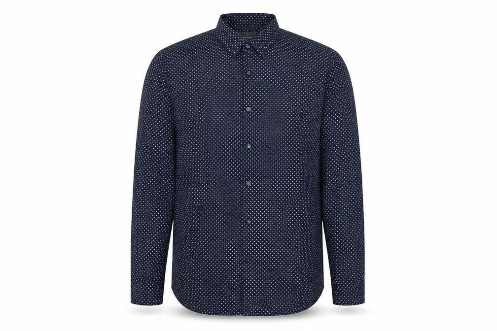 Peter Werth Men's Blue Polka Dot Long Sleeve Cotton Formal Shirt L