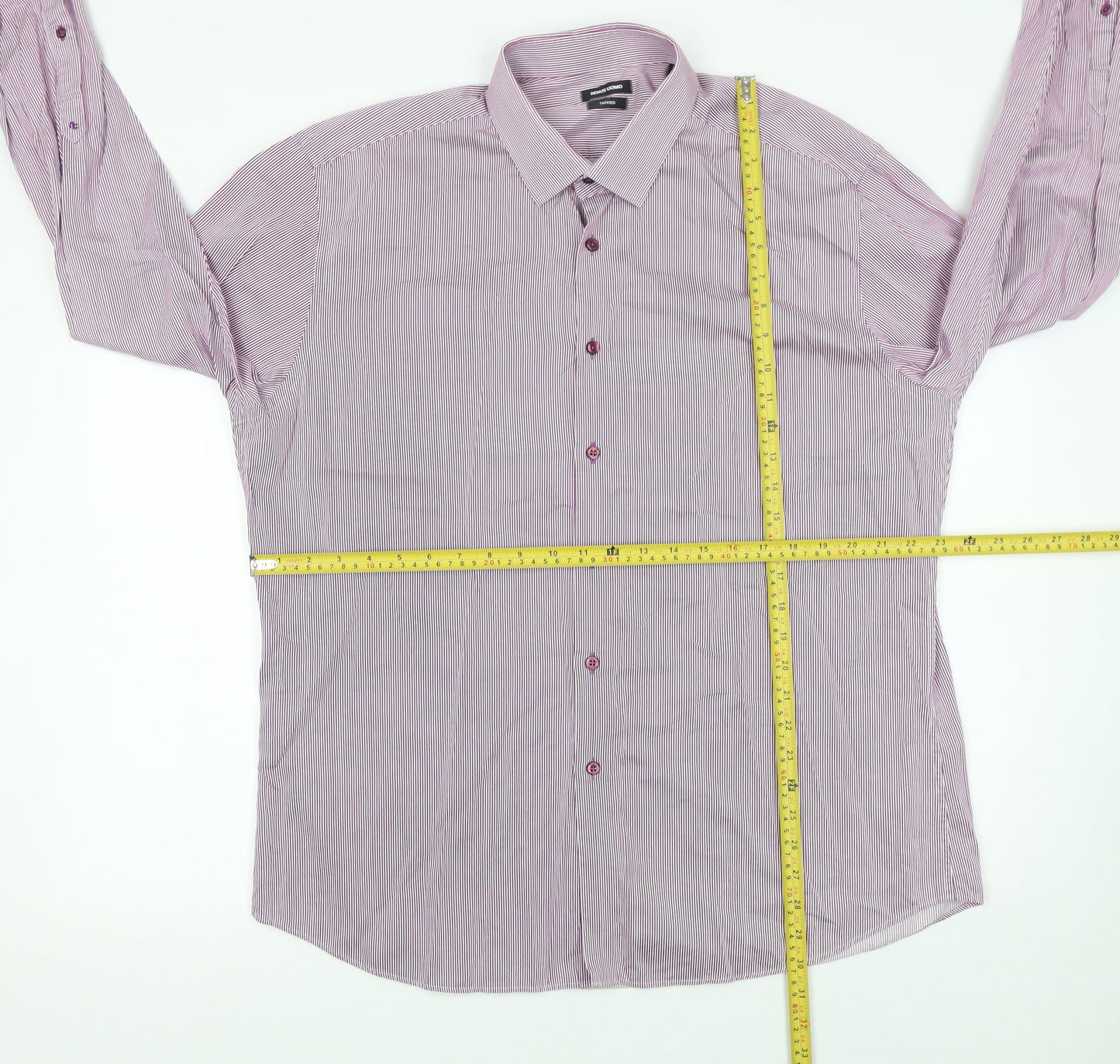 Remus Uomo Men's Purple Striped Slim Fit Dress Shirt 17.5in 44cm
