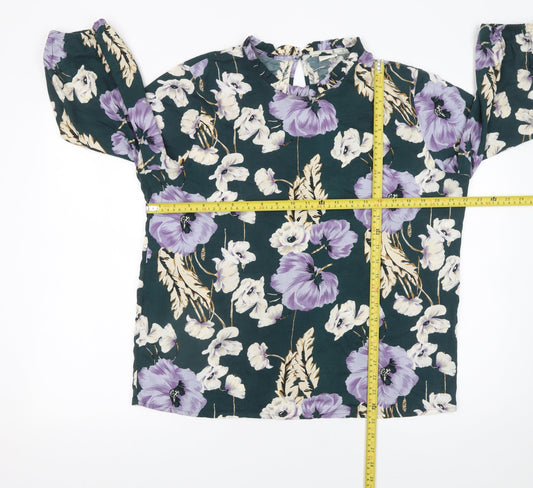 Jacqueline de Yong Womens Floral Blouse Multicoloured Size 12 Viscose Tunic Top