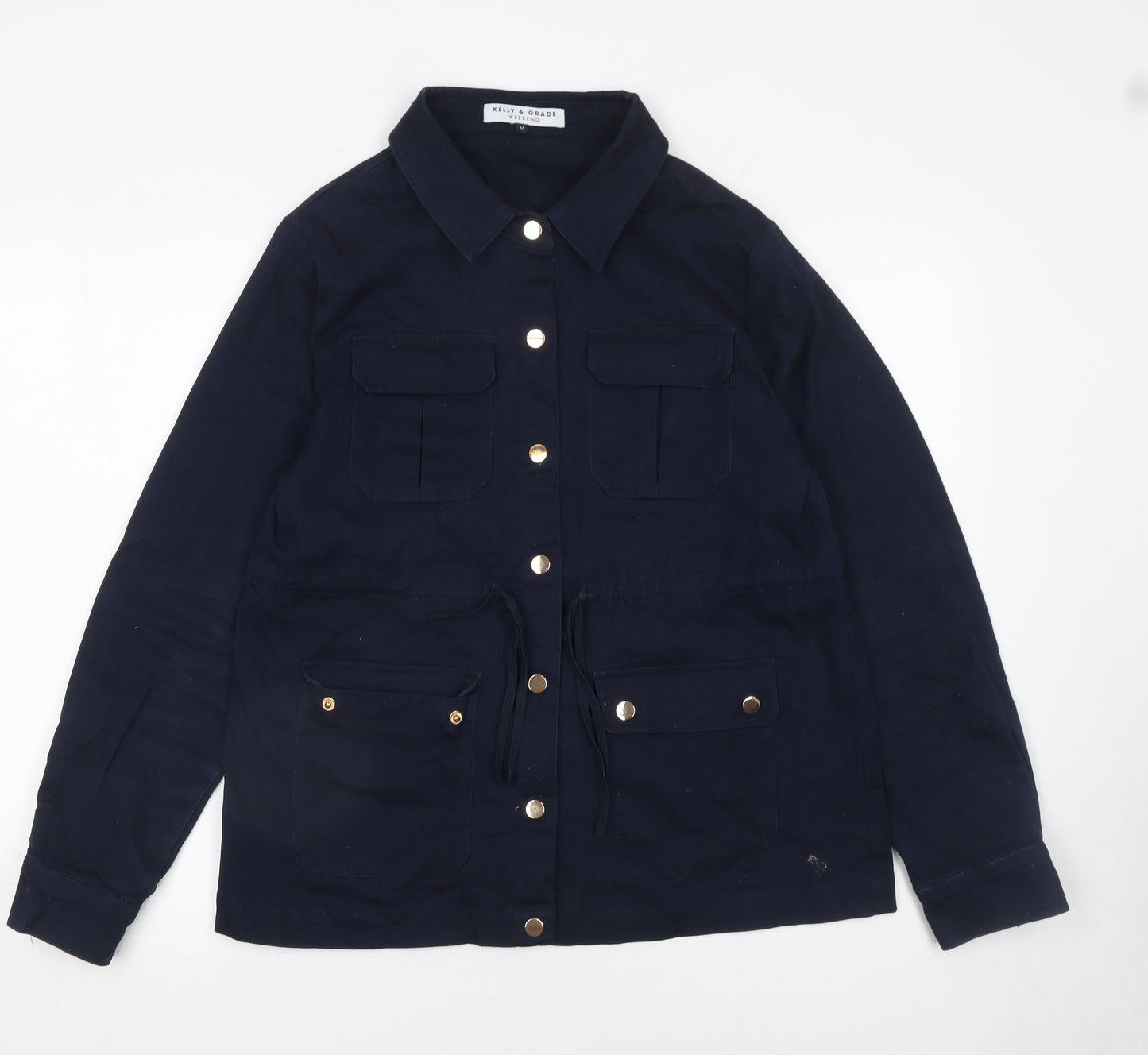 Kelly & Grace Women's Blue Button-Up Tunic Shirt Jacket M