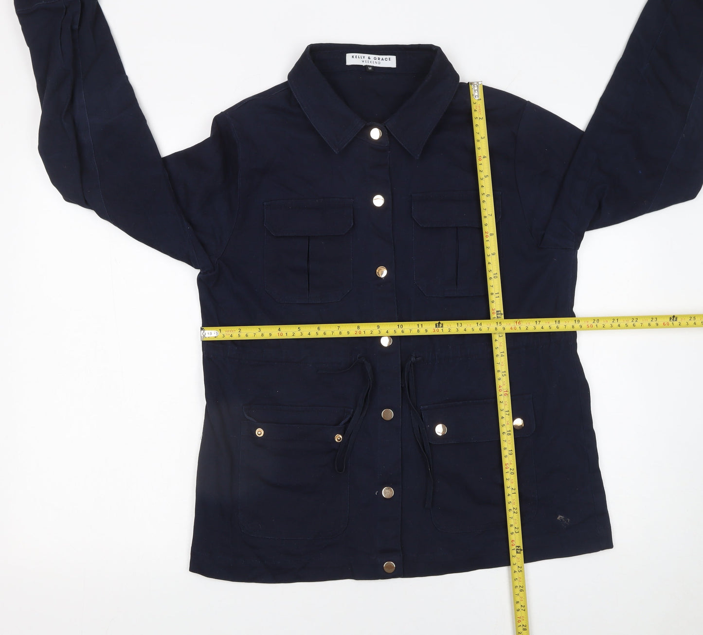 Kelly & Grace Women's Blue Button-Up Tunic Shirt Jacket M