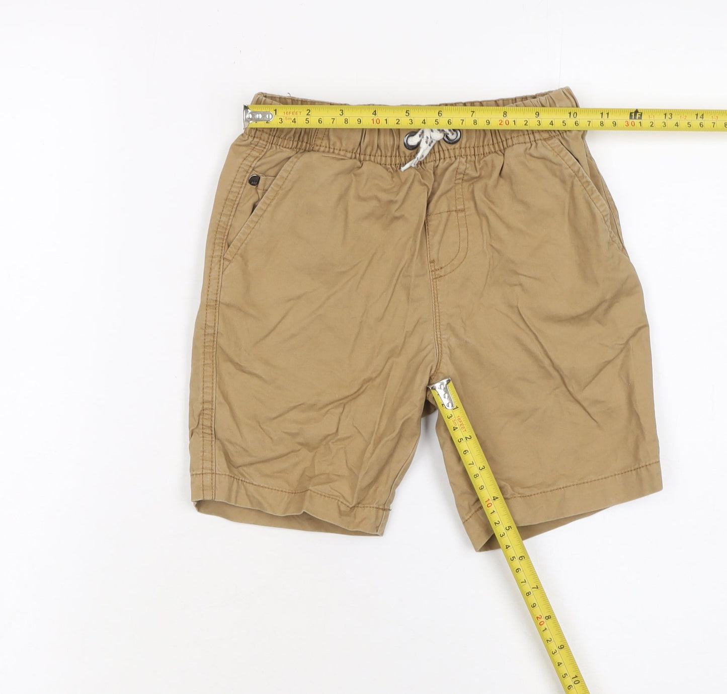 Next Boys Beige Cotton Drawstring Chino Shorts 7 Years