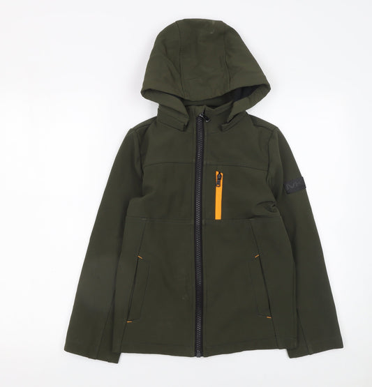 Michael Kors Boys Green Hooded Soft Shell Jacket Age 8 Full Zip Casual