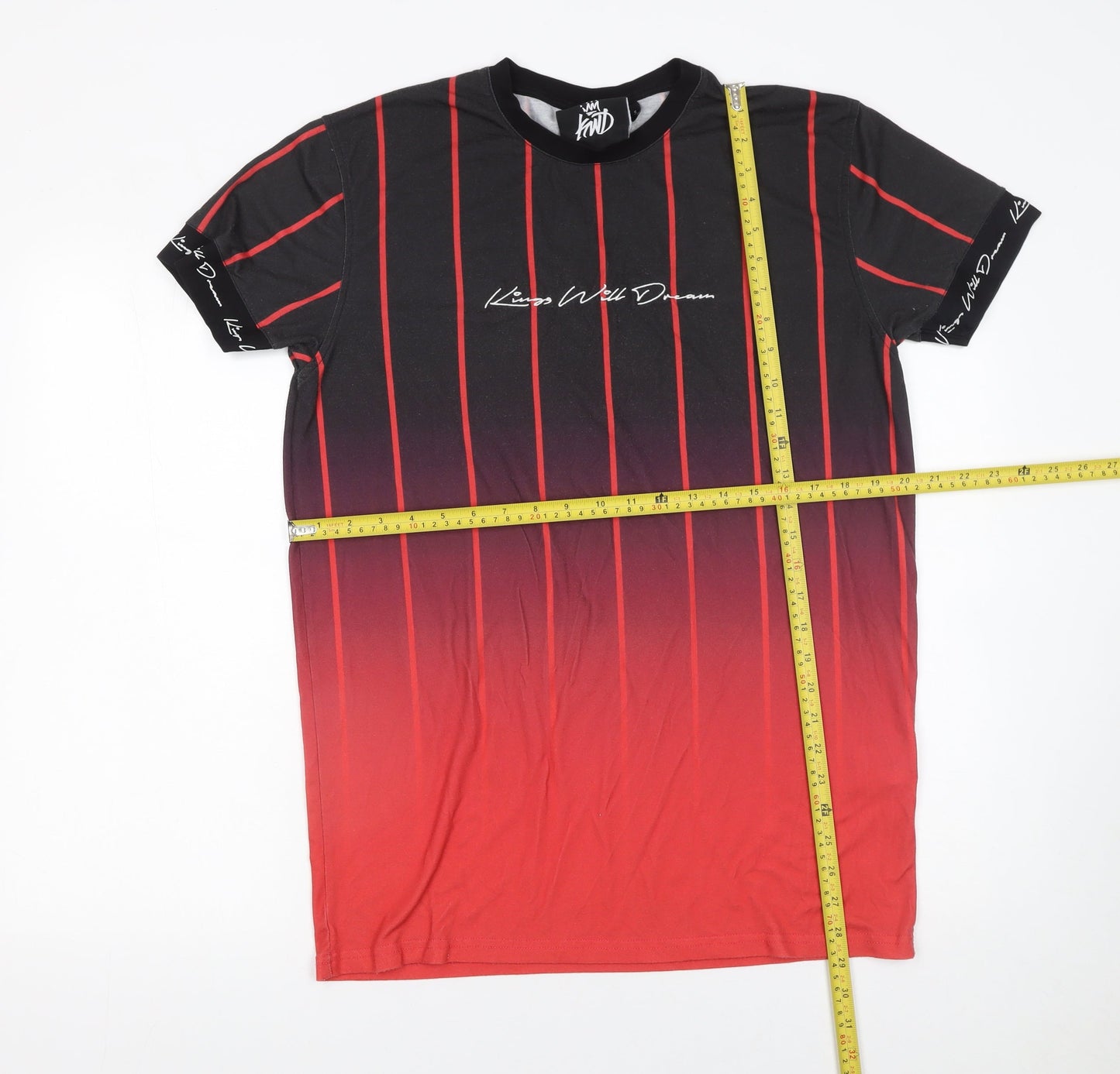 Kings Will Dream Men's Red Gradient Stripe Slim T-Shirt Size S