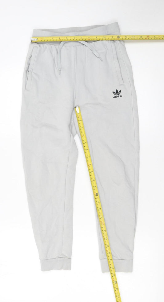 Adidas Boys Grey Jogger Trousers 11-12 Years Cotton Blend Casual Sportswear