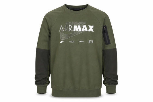 Nike Boys Green Air Max Pullover Sweatshirt M Regular Fit Fleece