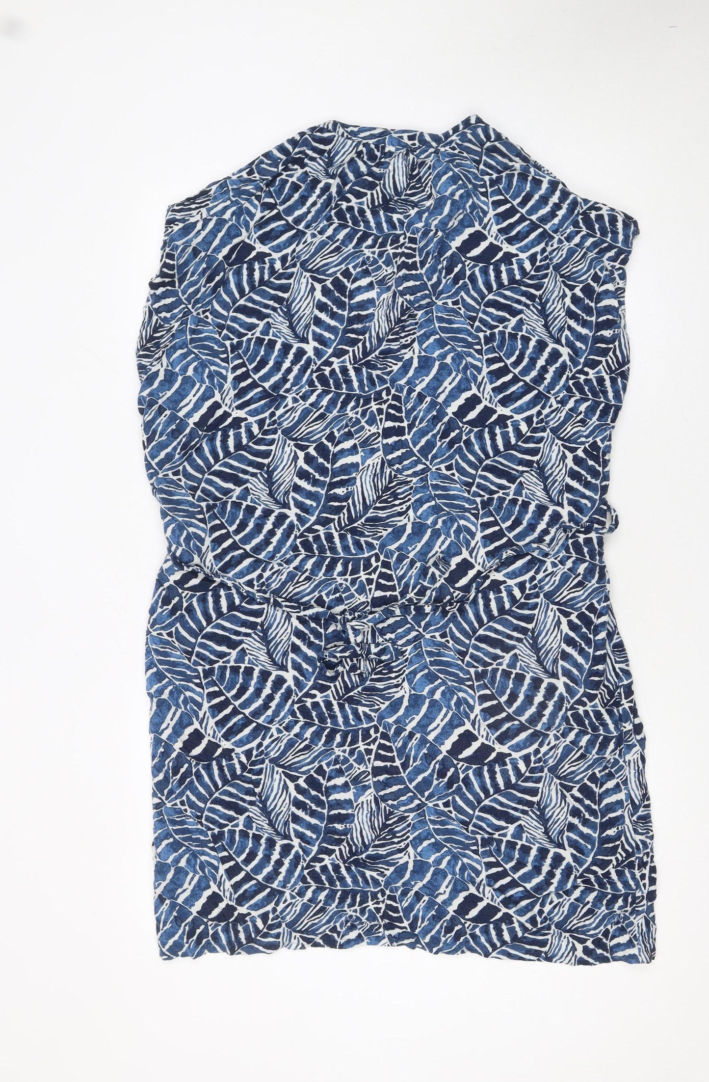 H&M L.O.G.G. Women's Blue Floral Viscose Sleeveless Shift Dress Size 16