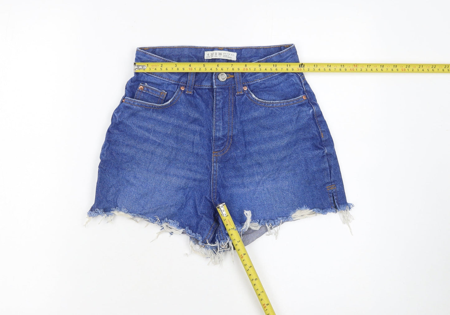 Denim Co Women's Blue High Rise Cut-Off Denim Shorts Size 4