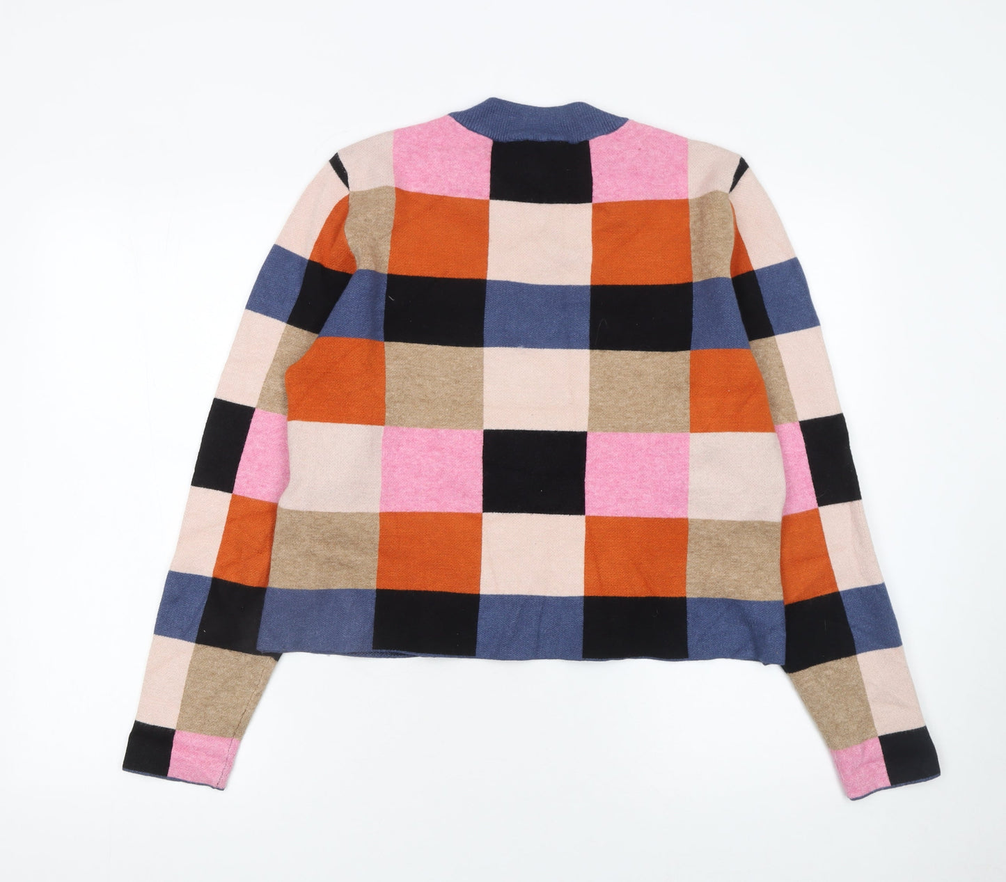 OBJECT Women's Multicoloured Check Knit Jumper L Long Sleeve Pullover