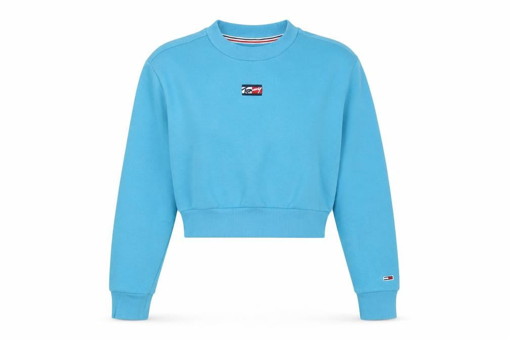 Tommy Jeans Women's Blue Cotton Crew Neck Pullover Sweatshirt XS