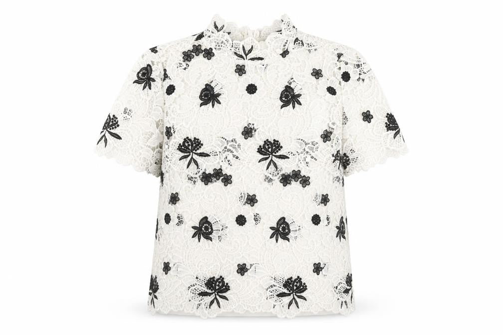 Very Women White Lace Floral Short Sleeve Blouse UK 12