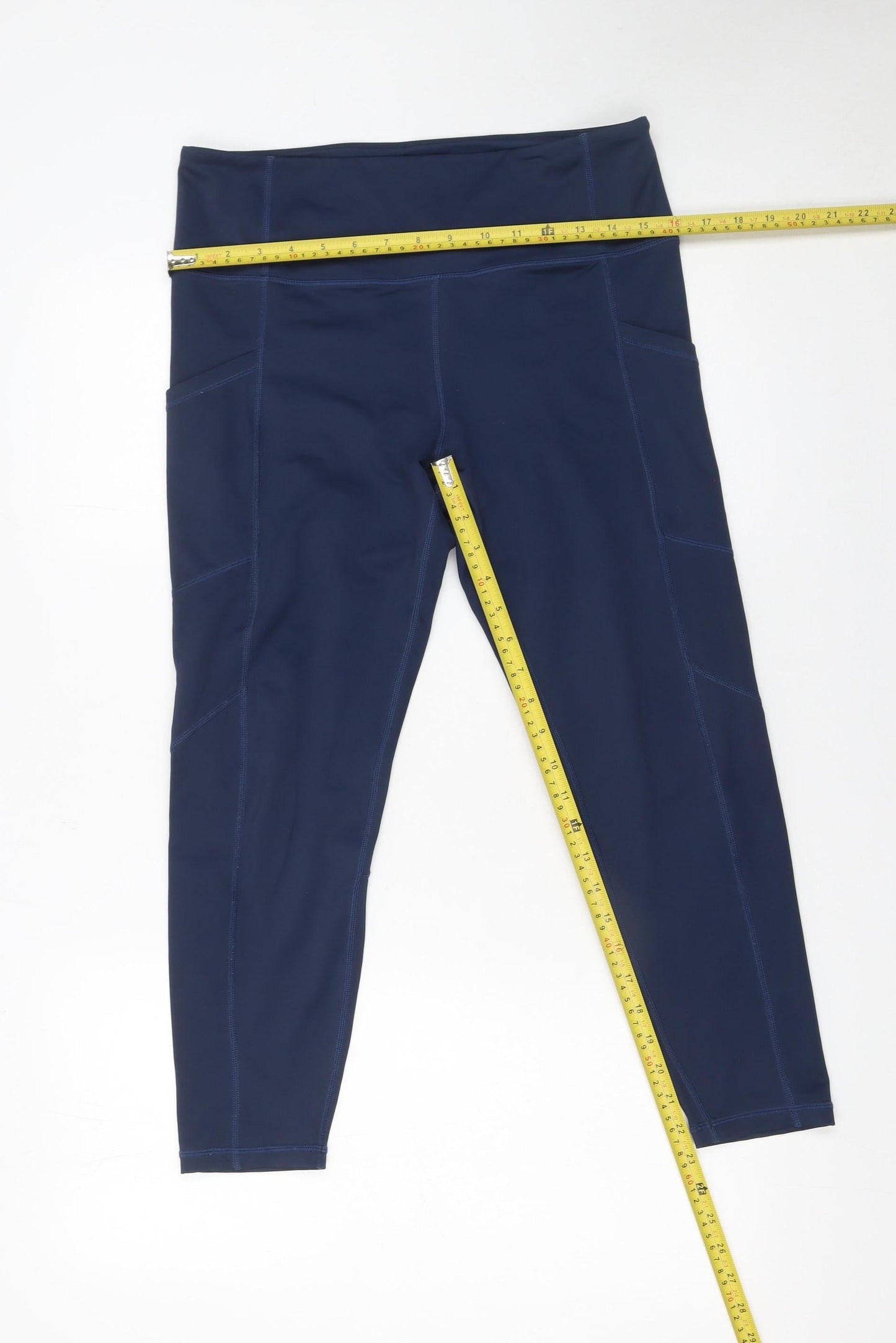 Fit Pink Womens Navy Blue High Waist Leggings Size 12 Polyester Blend