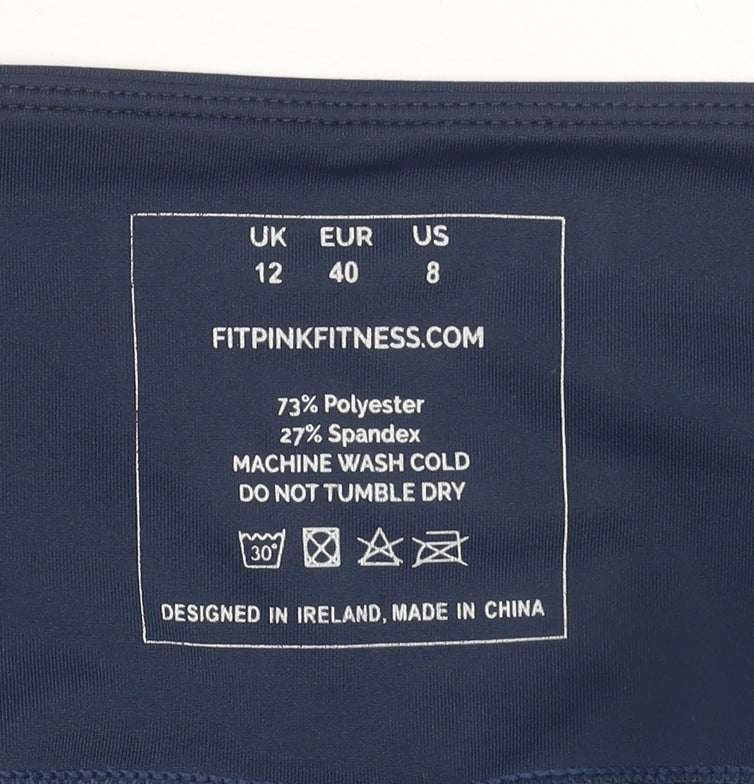 Fit Pink Womens Navy Blue High Waist Leggings Size 12 Polyester Blend