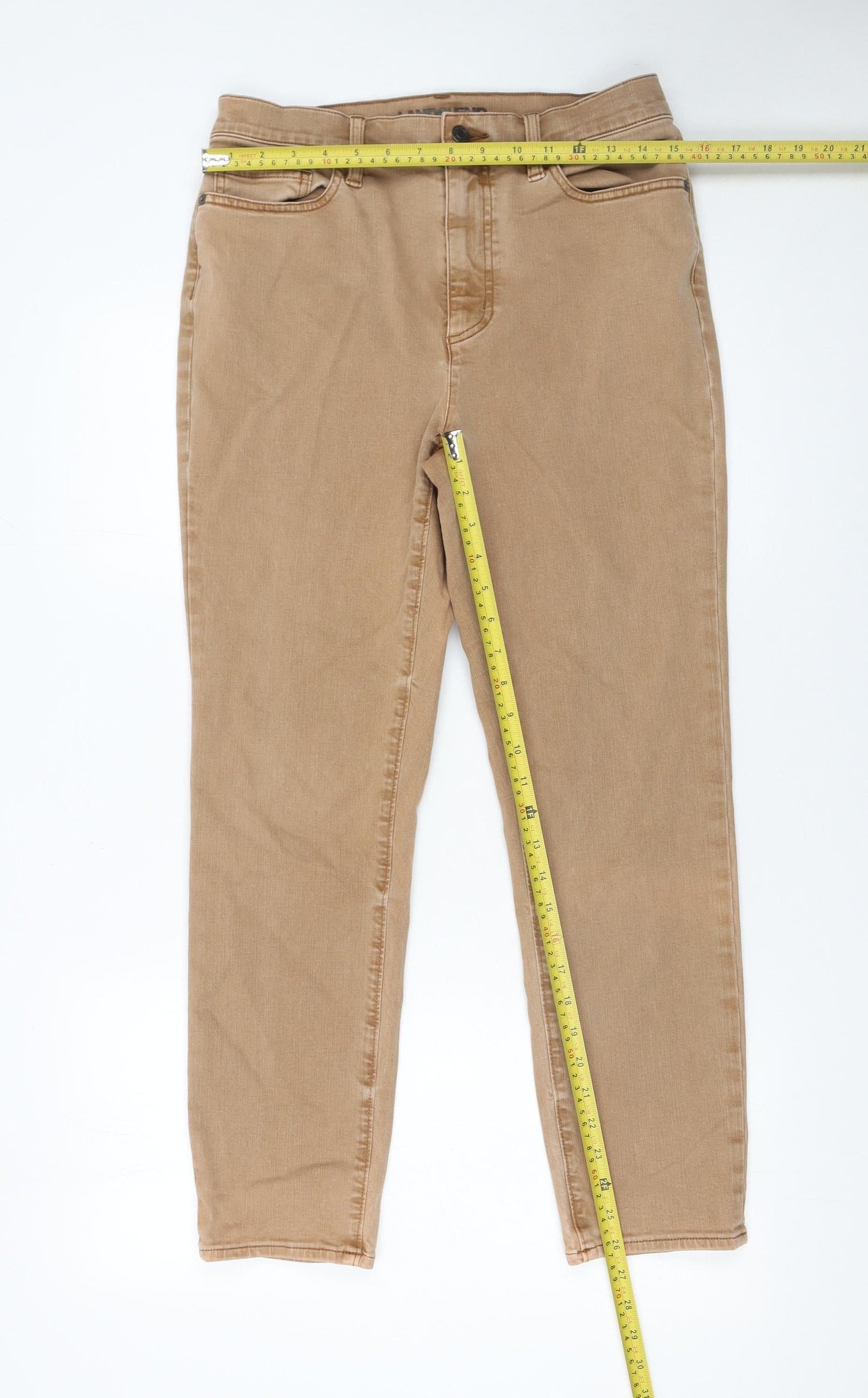 Lands' End Women's Beige Skinny Jeans Size 14 Stretch Denim