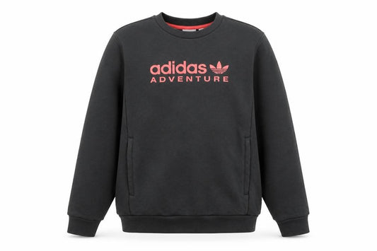 Adidas Girls Black Adventure Logo Pullover Sweatshirt 11-12 Years